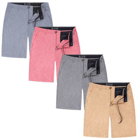 Value Pack Mens Hybrid Board Shorts Pack Of 4 Yarn Dye Shorts (B-12)