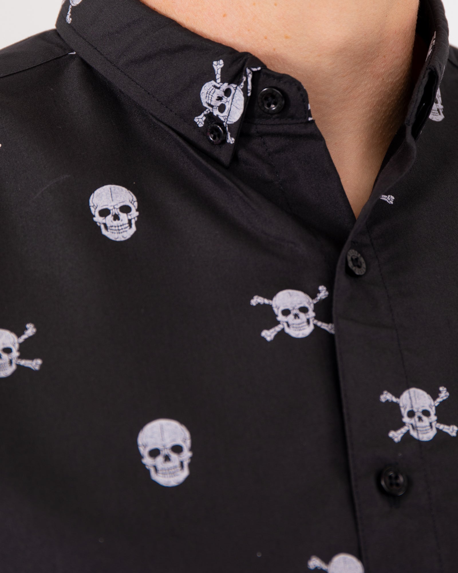 Mens Button Down Shirts - Skulls Black - visive