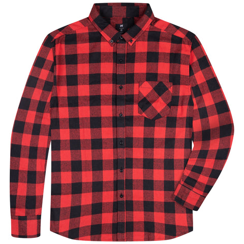Default Flannel Long Sleeve Shirts Big And Tall Heavy Jacket For Men - Grey/Black