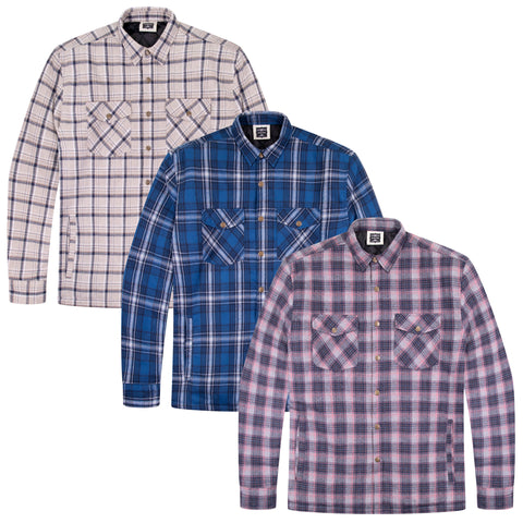 Value Pack Mens Long Sleeve Pack Of 3 Flannel Shirts (B-12)