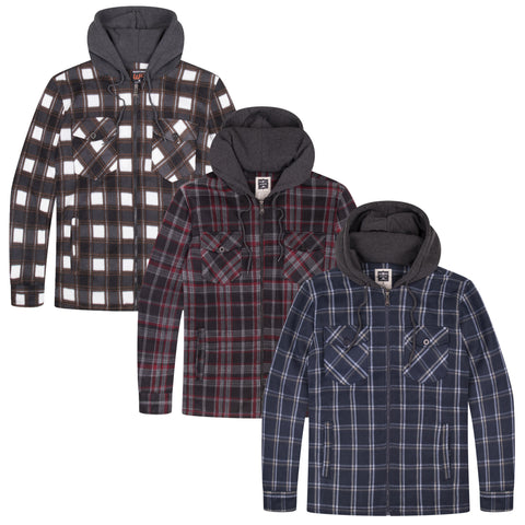Value Pack Mens Long Sleeve Pack Of 3 Flannel Jackets (B-3)