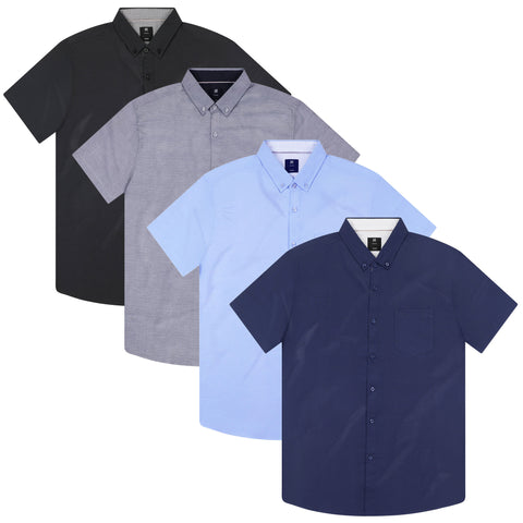 Value Pack Mens Short Sleeve Button Down Pack Of 4 Oxford Shirts (B-4)